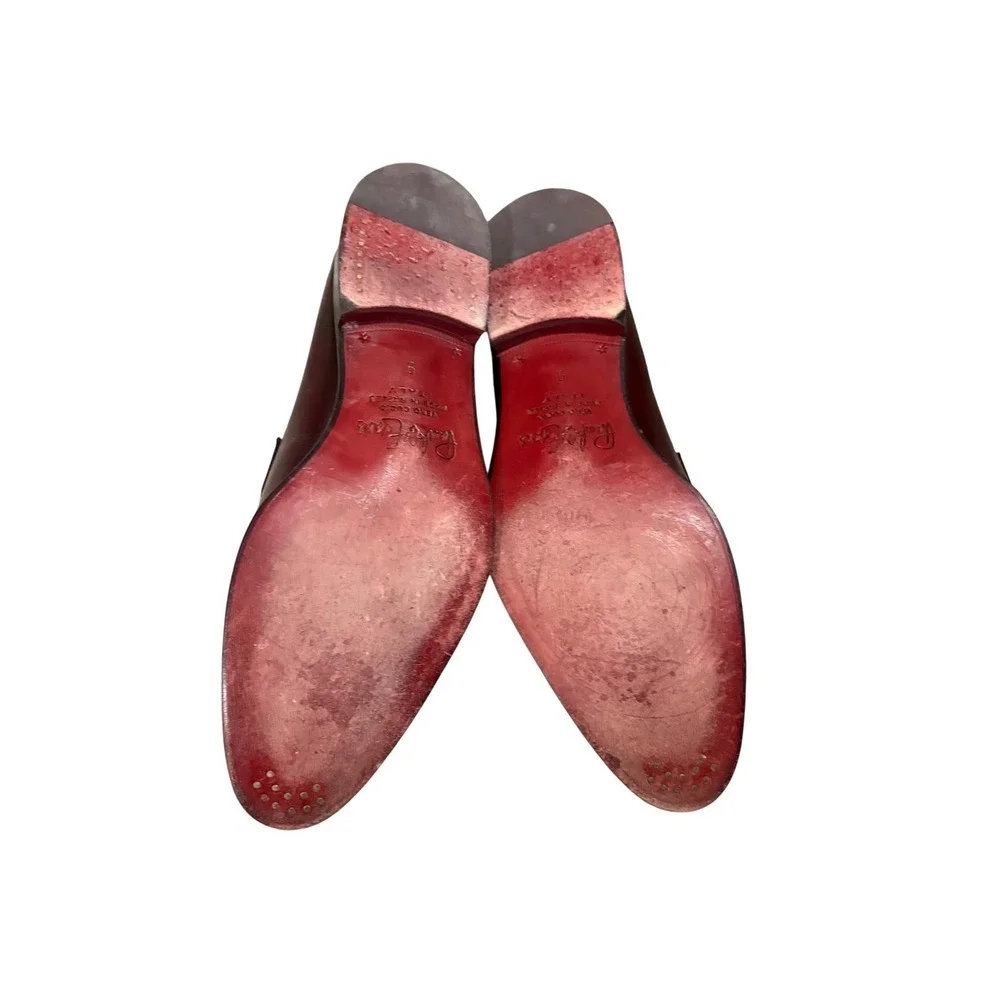 Paul Evans Penny Loafers Men *9 Oxblood Burgundy Leather Italian Dress Shoes EUC